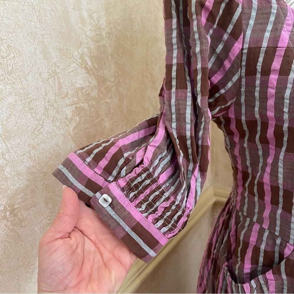 Free People Tulie Plaid Midi Milkmade Dress Brown Pink with pockets Size XS - Picture 5 of 16